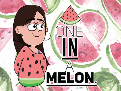 One in a milion girl illustration illustrator melon milion watermelon