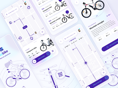 Electric bikes rent app angry nerds bike branding design designers e bike e bike app graphic design illustration logo logotype mobile app mobile app design mobile ui rent app ui ux