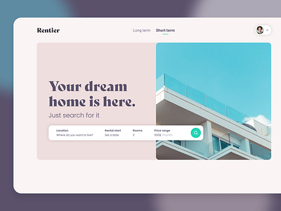 Rentier - platform for apartment rentals angry nerds app for apartment rentals branding design designer graphic design illustration logo main page platform search tool ui ux uxui web app design web design website design