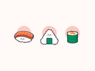 Happy Sushi cute fish food happy icon iconography illustration ocean outline sushi