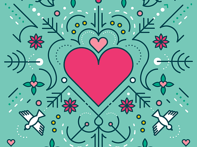 Heart Pattern arrow design flower heart holiday illustration illustrator love peace pink teal vector