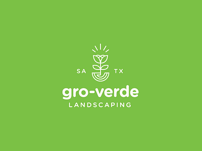 Gro-Verde Landscaping Logo Design branding earth flower green hand icon landscaping leaf logo organic plant texas