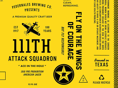111th Attack Squadron Can Design Close-Up Right ace airforce anniversary beer brewing can celebration design local texas