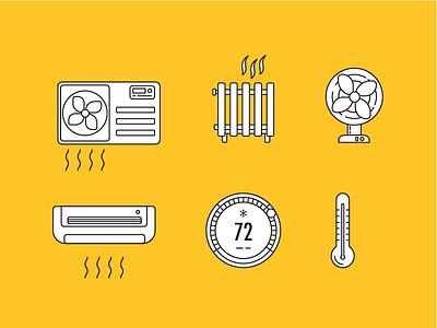 Air Conditioning and Heating Icons air fire fun graphic design heat icon iconography illustration illustrator line art line icon vector