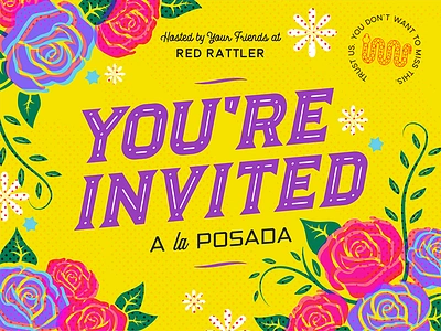 Posada Invite fiesta graphic design hispanic illustration invitation invite line art mexican party roses typography