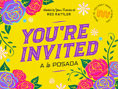 Posada Invite fiesta graphic design hispanic illustration invitation invite line art mexican party roses typography