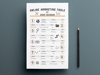 Online Marketing tools Brochure Infographic