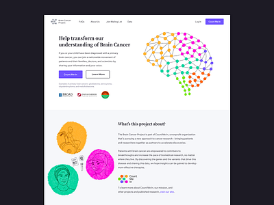 Landing Page - Brain Cancer Project cancer genomics healthcare hero image illustration landing page life science patient research science ui user interface web web design