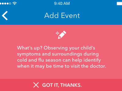 Symptom Tracking - Add Event