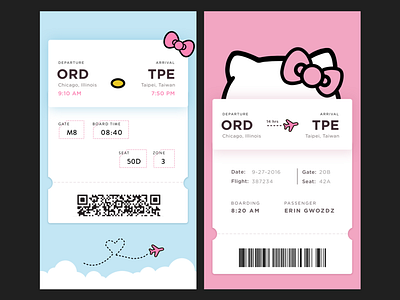 Hello Kitty Boarding Pass Variants