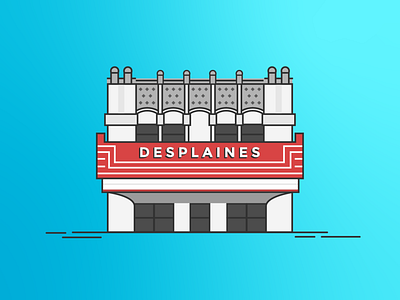 Des Plaines Theater R2 adobe illustrator architecture building des plaines illustration theater