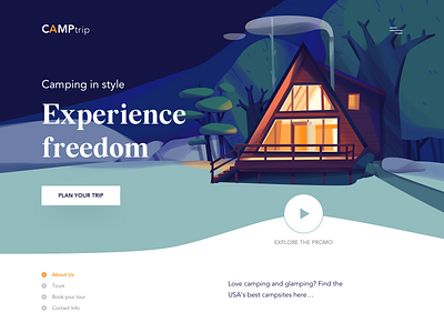 camping design illustration landing design landing page design landingpage ui ux webdesign