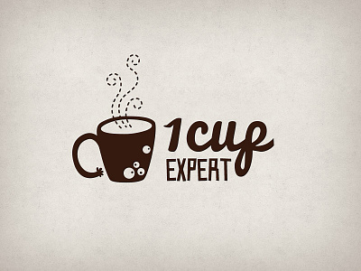 Logotype for "1 cup expert" coffee cup eyes logo logotype monster steam