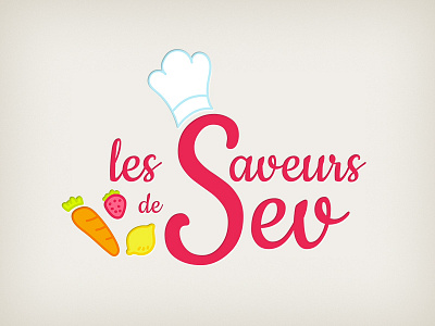 les Saveurs de Sev carrot chef cute lemon logo logotype restaurant strawberry tasty toque yummy