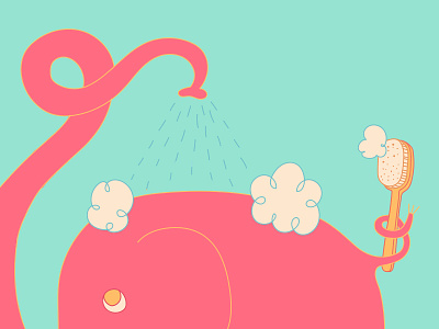 knock knock - page 6 preview bath brush bubbles cute elephant shower pink soap vector