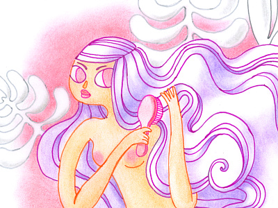Succulent brush girl hair nude pastel pencil pink purple soft succulants succulent violet