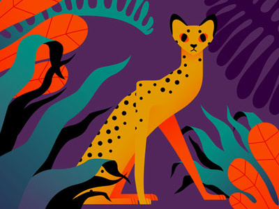 In the jungle feline green jungle orange savanah serval violet