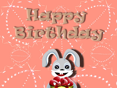 Happy birthday bunny with gift design illustration style vector
