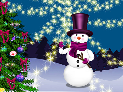 snowman with christmas tree christmas card christmas tree design snowman