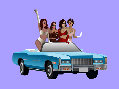 fashion girls in convertible car car convertible design fashion girls illustration