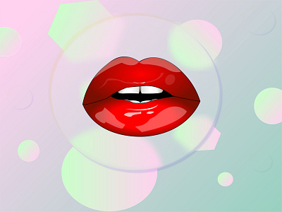 glass morphism style lips illustration