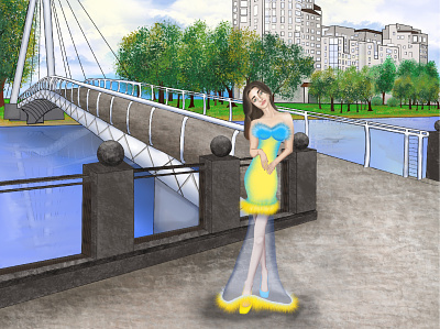 fashion girl in the city design dribbbleweeklywarmup illustration