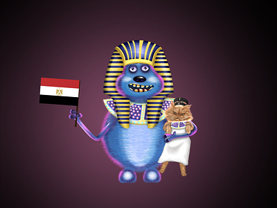 Monster Dussel and cat Myrchik go to Egypt brand identity branding design dribbbleweeklywarmup illustration logo typography vector