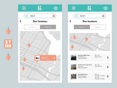 Stor mobile UI - Location selection grocery grocery delivery mobile package delivery produce ui ux