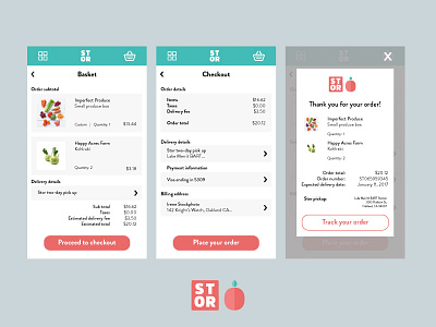 Stor mobile UI - Check out grocery grocery delivery mobile package delivery produce ui ux