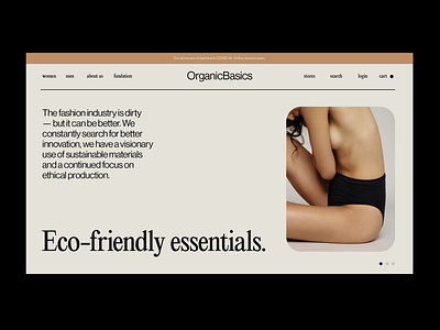 OrganicBasics 80s brand branding branding design ethical fashion identity typography ui underwear visual identity web web design
