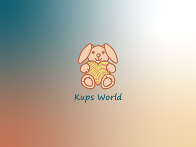 Kups World Logo bear heart logo logodesign toy vector yarn yarn ball
