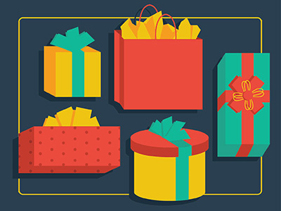 Present icons christmas flat graphic icons vector