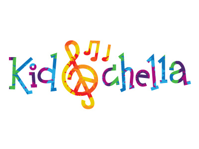 Kidchella Logo childrens dye event festival fun hippie kids logo museum music tie type