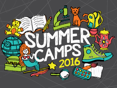 Summer Camps 2016 Logo childrens logo childrens museum collage drawn drawn logo handdrawn kids logo sketch summer camp