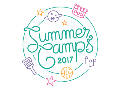 Summer Camps logo calligraphy childrens museum cursive graphic design hand lettering kids design logo logo design