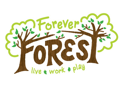 Forever Forest Logo childrens museum exhibit forest hand lettering kids logo trees type