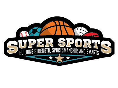 Super Sports Logo athletic baseball basketball childrens museum exhibit football kids logo logo soccer sports sports logo volleyball