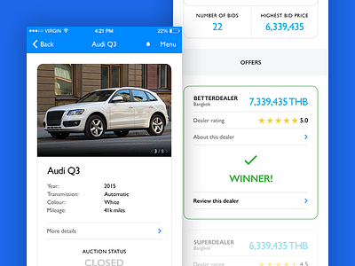 Mobile App - Car Market app auction buy car deal ios market mobile sell simple winner