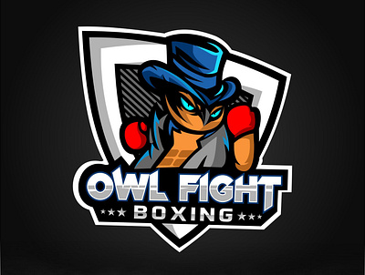 OWL FIGHT BOXING branding design illustration logo vector