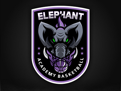 ELEPHANT ACADEMY BASKETBALL branding design illustration logo vector