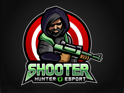 SHOOTER HUNTER ESPORT branding design illustration logo vector