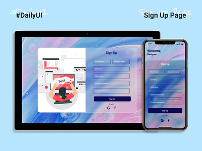 Sign Up Page #DailyUI #001 app design firstpost sign up form sign up page signup typography ui uidesign uiux web website
