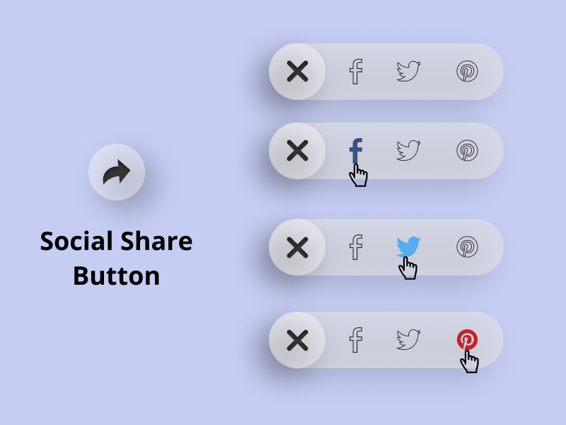 Social Share Button For Website/App #DailyUI by Aman Rawat on Dribbble