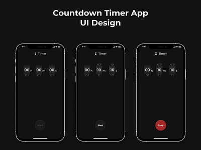 Countdown Timer App UI Design #DailyUI app app design countdown countdowntimer dailyui dailyuichallenge dark ui design timer timer app ui ui challenge ui design uidesign uiux