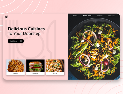 Food Ordering - Landing Page adobe app branding burger design figma food graphic design illustration landing page logo order pasta pizza ui ux vector web web design