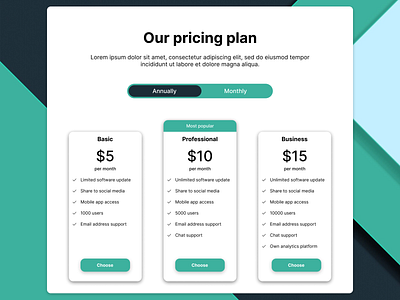 Pricing Page UI Design