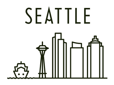 Seattle Skyline iconography illustration postcard seattle travel typography