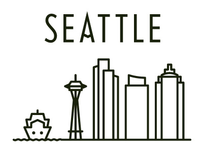 Seattle Skyline seattle illustration postcard typography iconography travel
