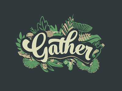 Event Illustration for Gather 2016 brand illustration logo native plants nature