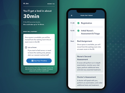 Vital — Patient Mobile Experience emergency room healthcare hospital machine learning medical app mobile patient product design timeline ui ux wait time